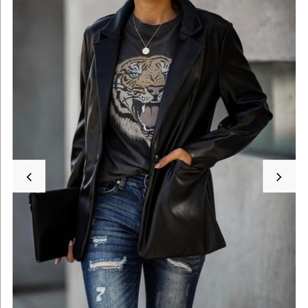 Idem Ditto faux leather black blazer size S